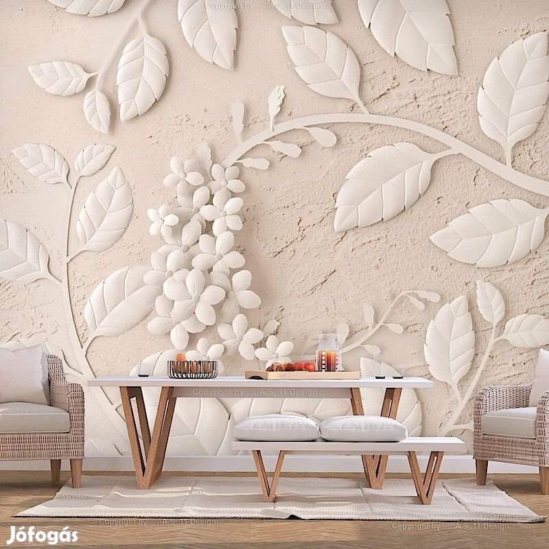 Fotótapéta - Bézs papír virágok