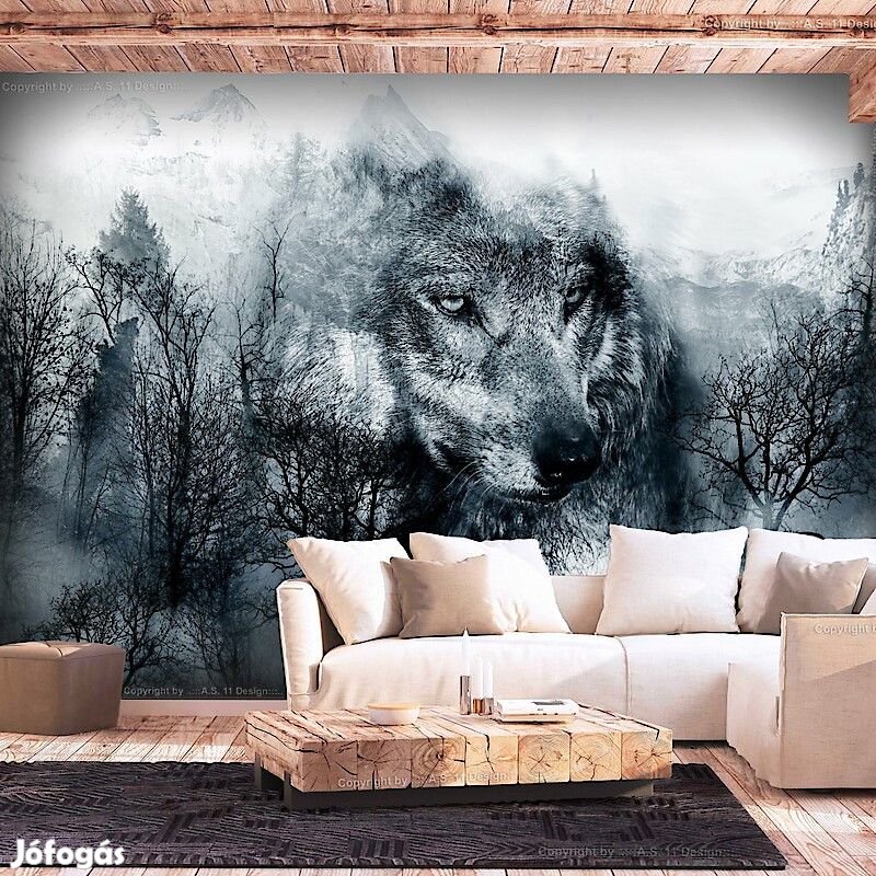 Fotótapéta - Erdei farkas fekete-fehér