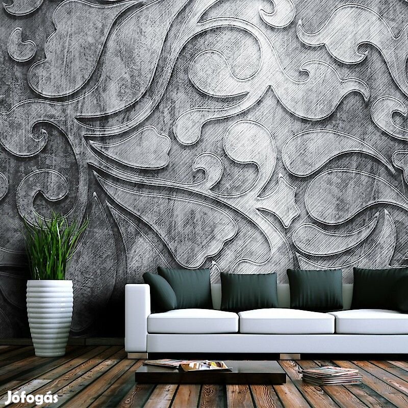 Fotótapéta - Ezüst háttér virágmintás