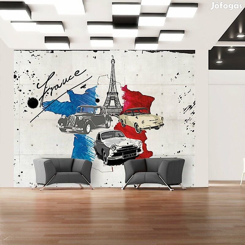 Fotótapéta - Franciaország térképe autókkal