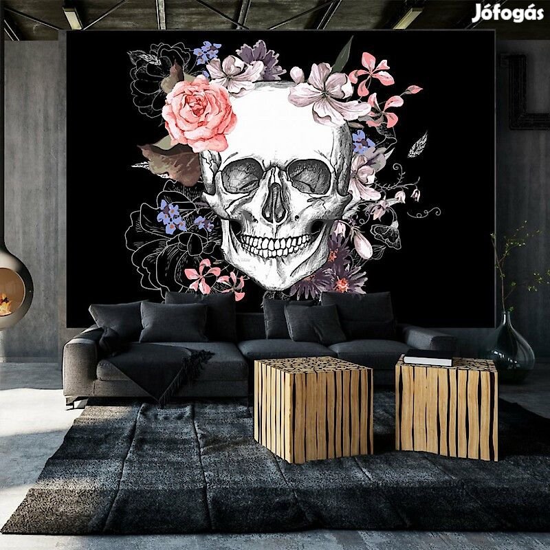 Fotótapéta - Koponya és virágok