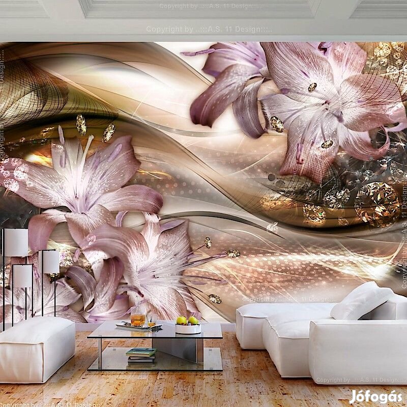 Fotótapéta - Liliomok a hullámon (barna)