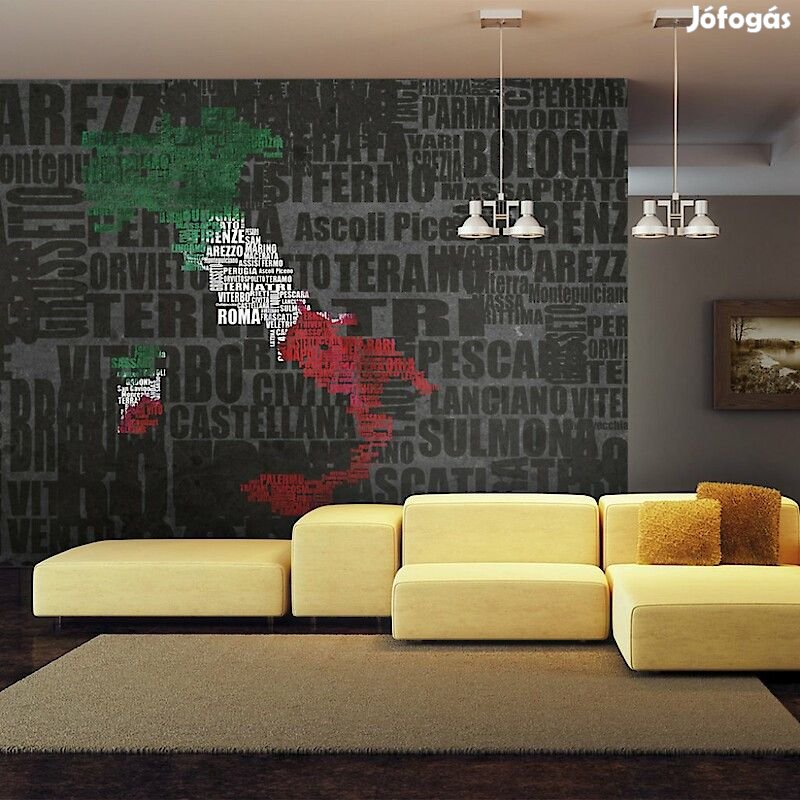 Fotótapéta - Olaszország térképe szövegekből
