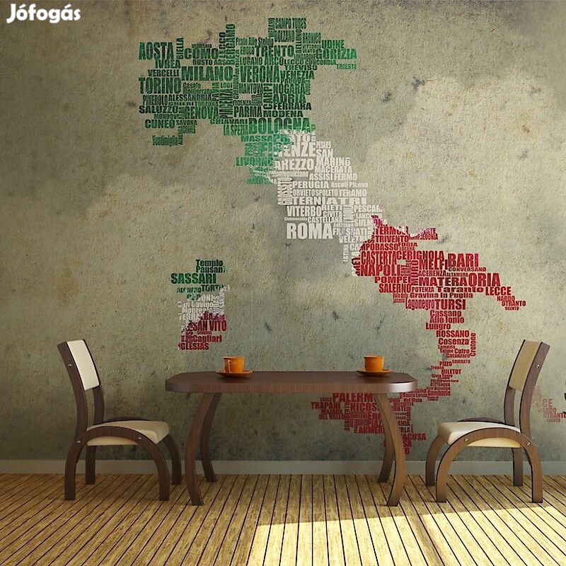 Fotótapéta - Olaszország térképe városnevekből 2