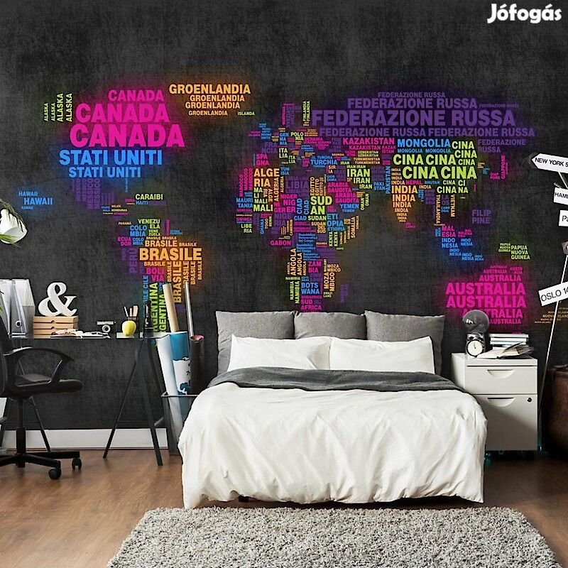 Fotótapéta - Színes világtérkép olasz országnevekből