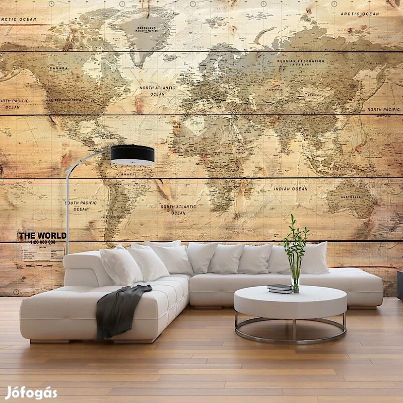 Fotótapéta - Világtérkép deszkákon