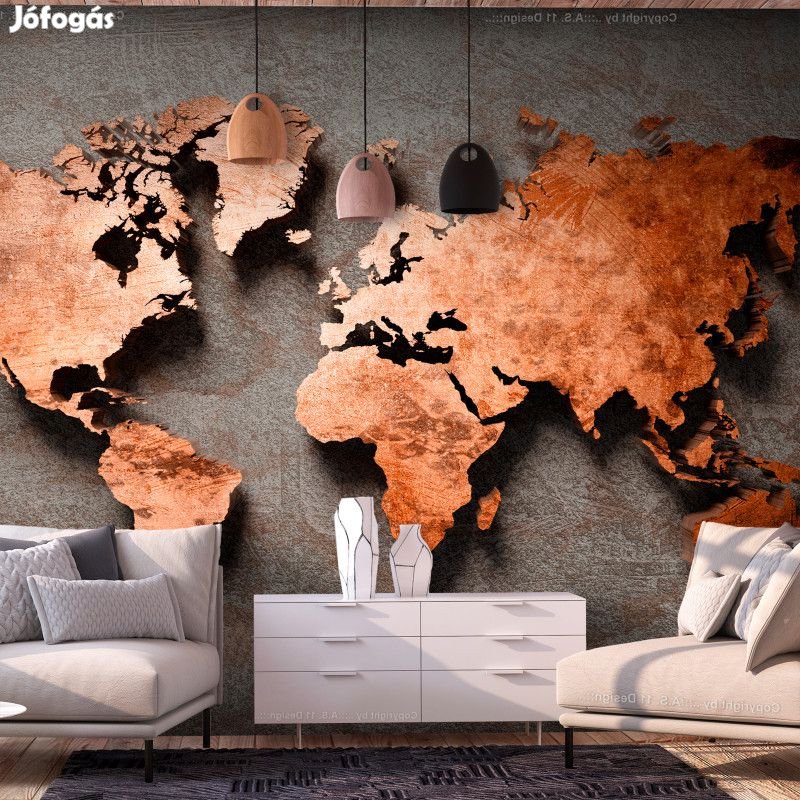 Fotótapéta - Világtérkép réz színben