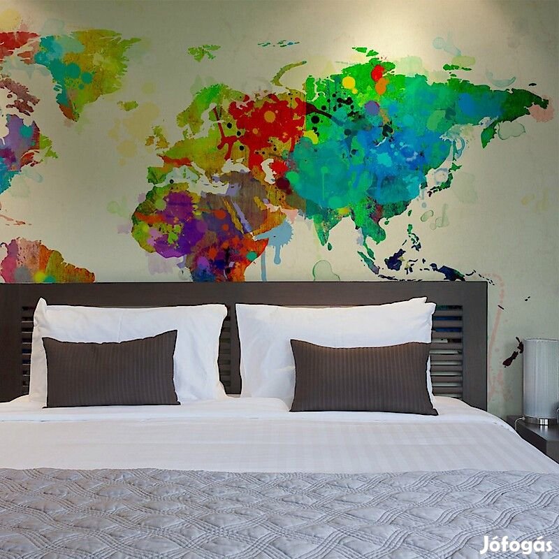 Fotótapéta - Világtérkép színes festékfoltokból