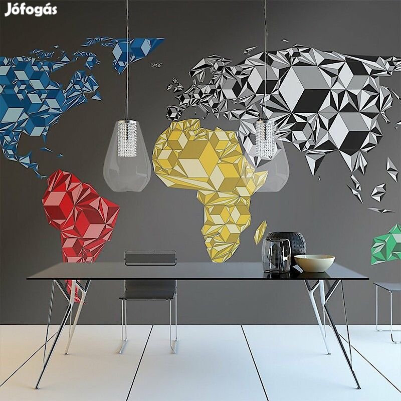 Fotótapéta - Világtérkép színes téridomokból