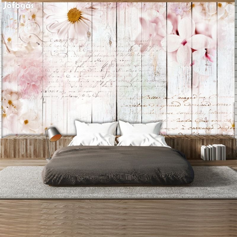 Fotótapéta - Virágok deszka háttérrel