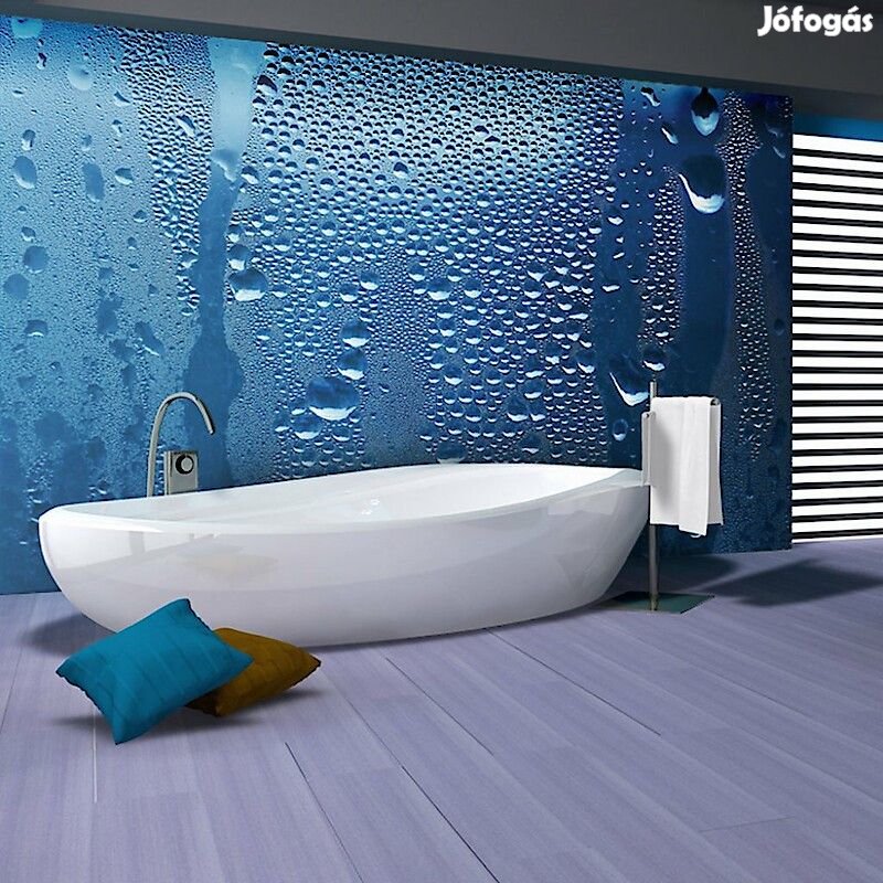 Fotótapéta - Vízcseppek a kék üveg