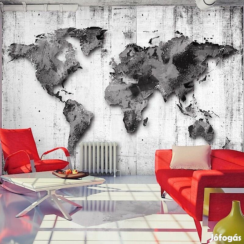 Fotótapéta - Szürke árnyalatú világtérkép