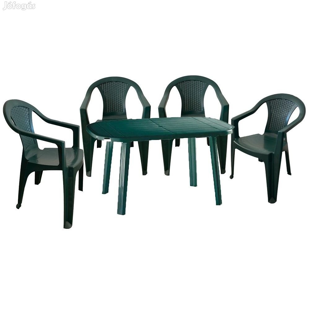 Franca 4 személyes kerti bútor szett, zöld asztallal, 4 db zöld székk