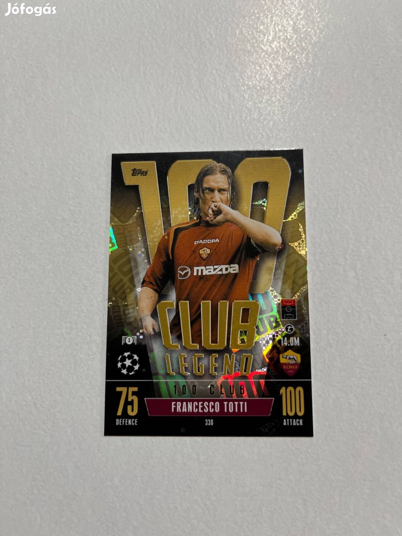 Francesco Totti 100 Club legend focis kártya