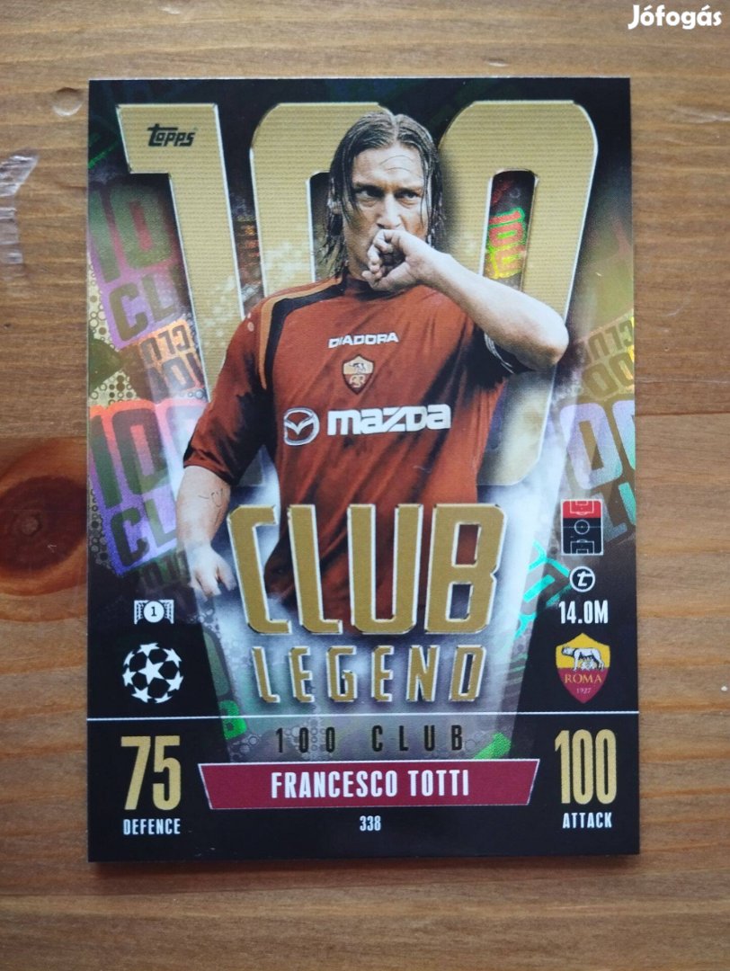 Francesco Totti (Roma) 100 Club Bajnokok Ligája Extra 2023 kártya