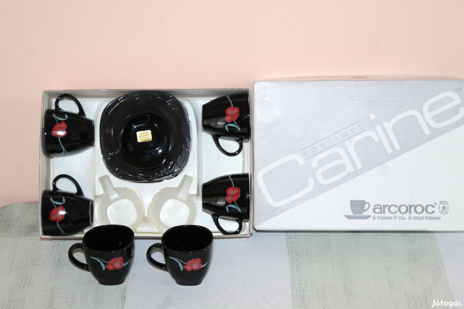 Franci gyártmányu fekete kávés készlet eladó