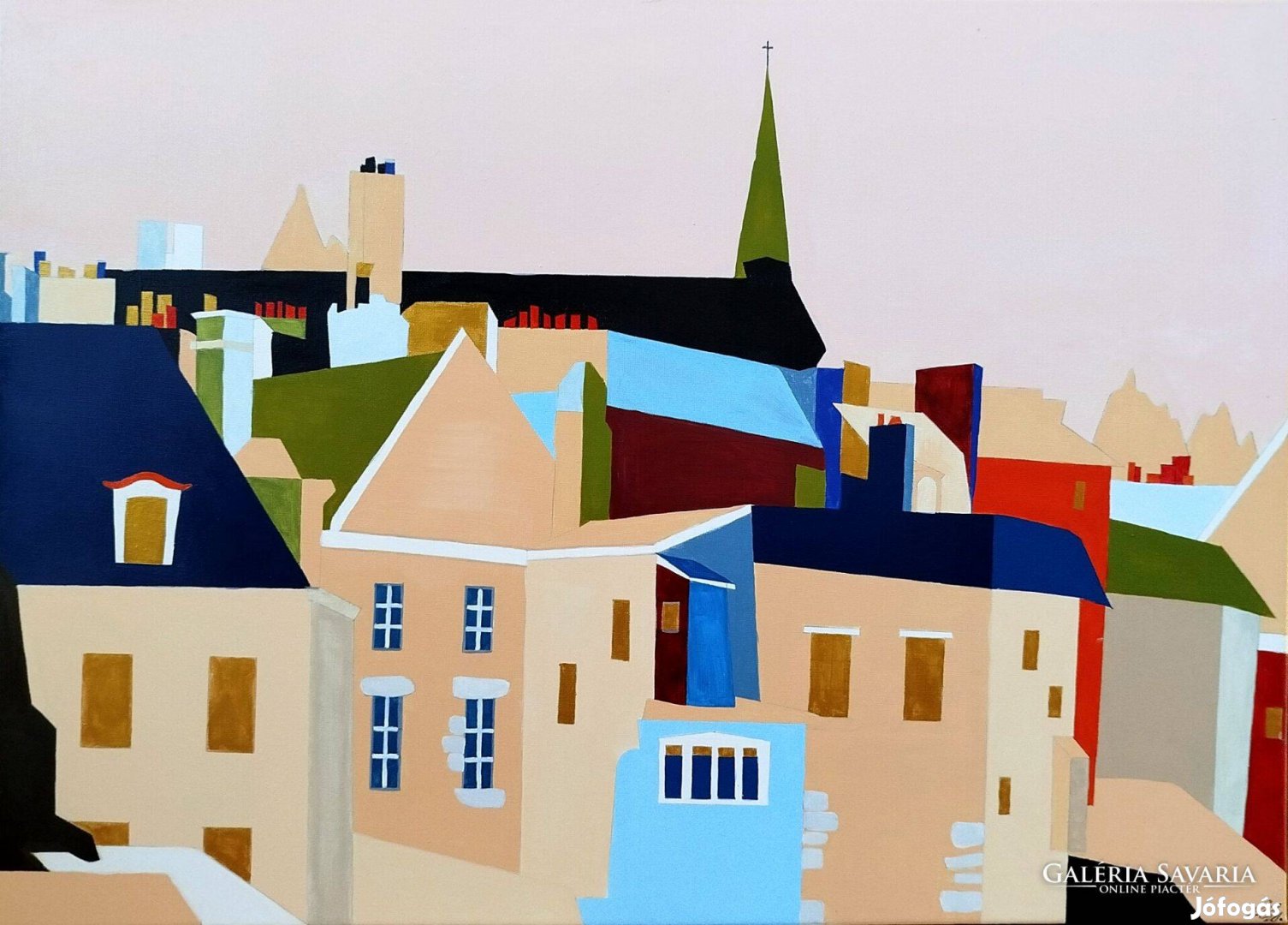 Francia város - akril festmény