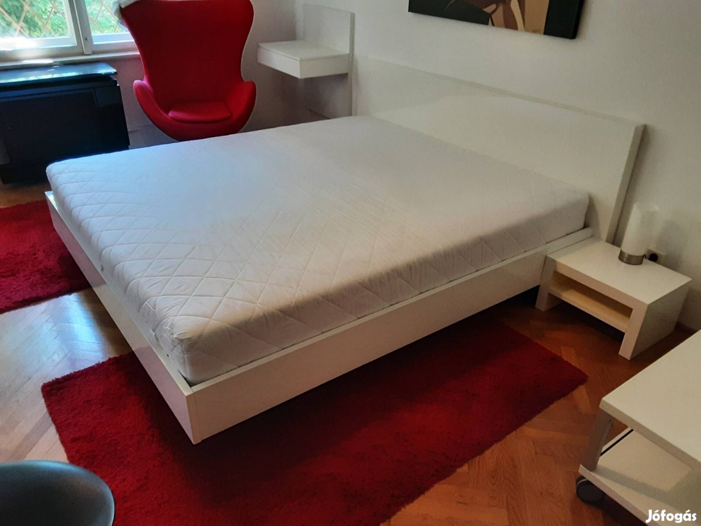 Franciaágy fényesfehér XXL-Lutz új 180x200 