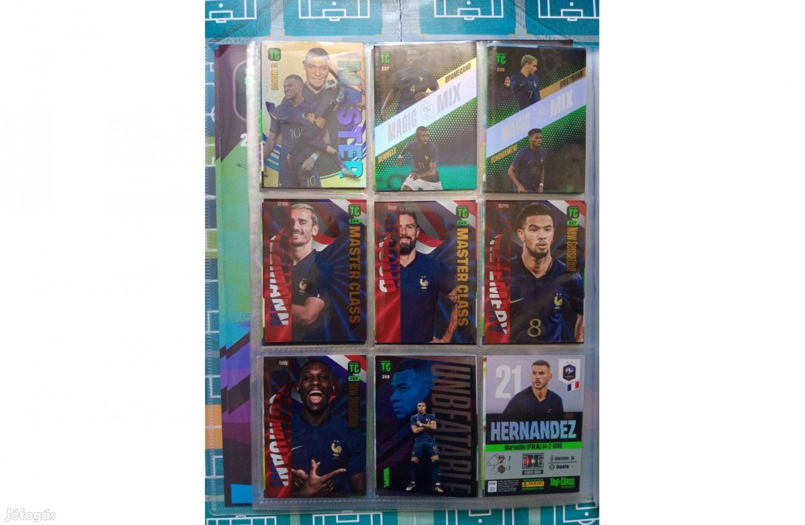 Franciaország teljes sor Panini Top Class 2024 focis kártya