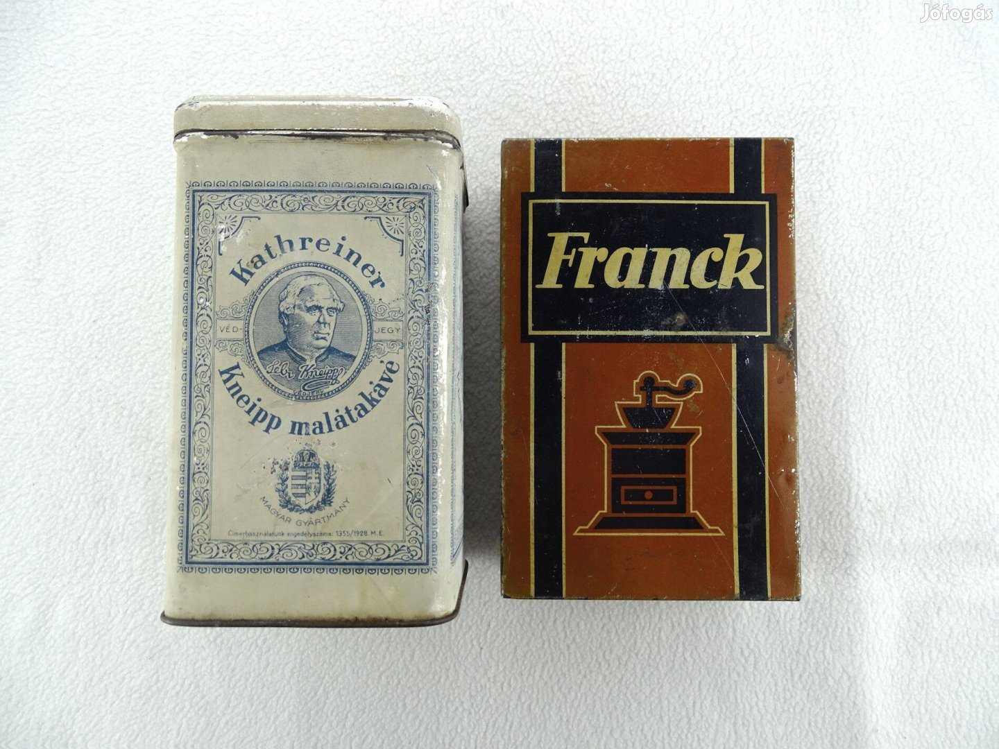 Franck és Kneipp "A két elválaszthatatlan" régi fém lemez kávés doboz