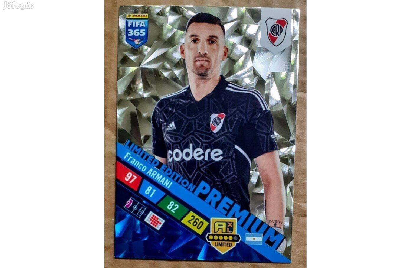 Franco Armani River Plate Premium Limited focis kártya Panini 2023