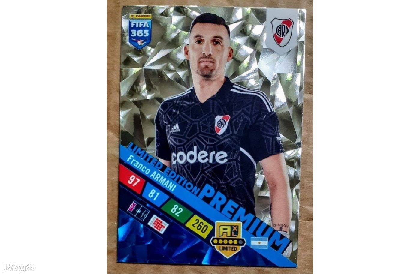 Franco Armani River Plate Premium Limited focis kártya Panini 2023