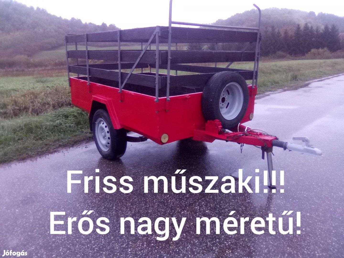 Friss műszakival extra erős140x220cm kiváló állapotú utánfutó eladó!