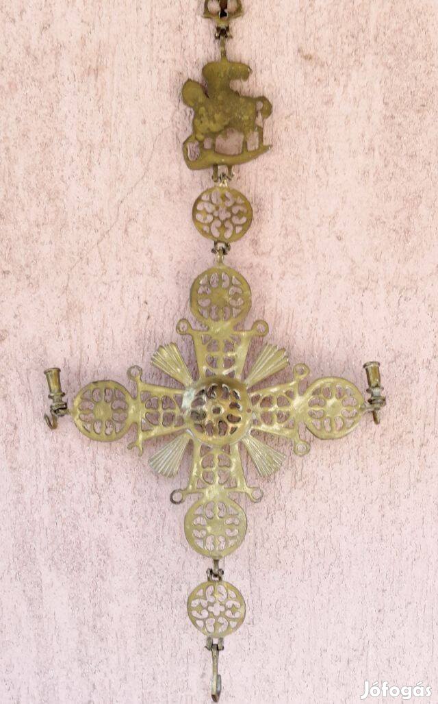 Függesztett Ortodox stílusú Sárkányölő Szent György alakos bronz fali,