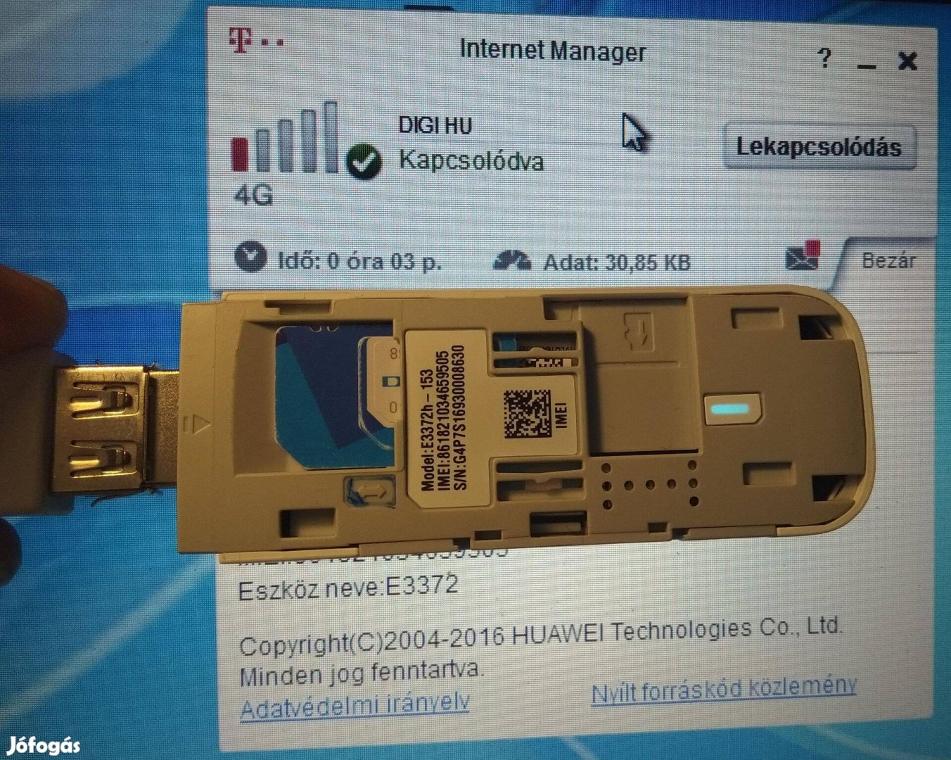 Független 4G LTE usb modem firmware szoftver huawei e3372 DIGI-képes