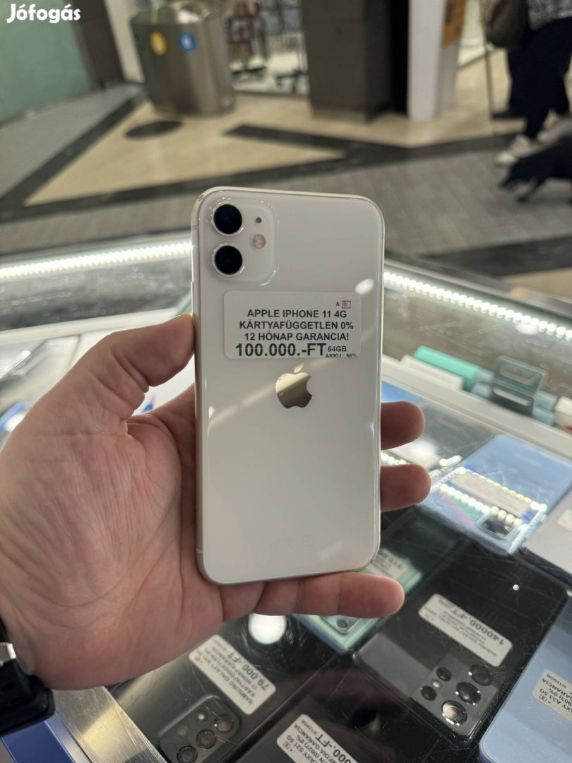 Független Apple iphone 11 4G Fehér 64GB Garanciával