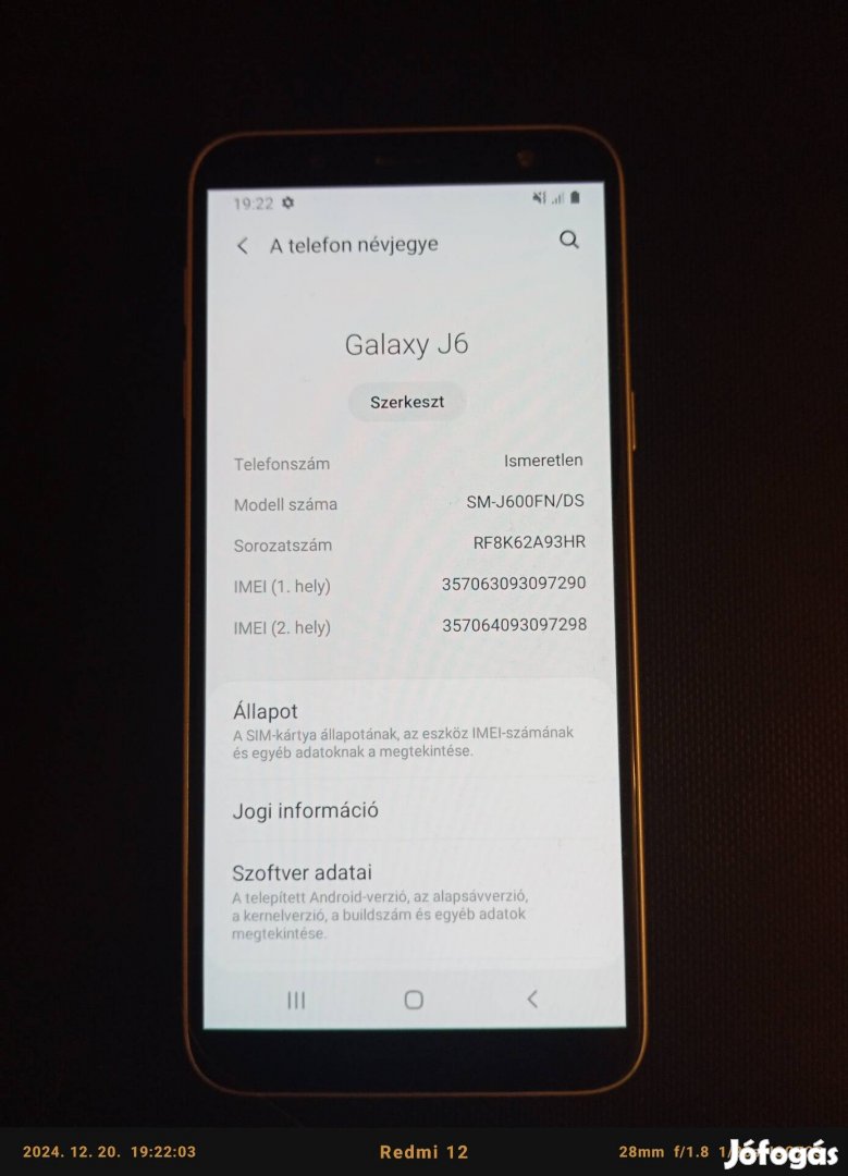 Független Samsung Galaxy J6 duos 3/32 Gb eladó