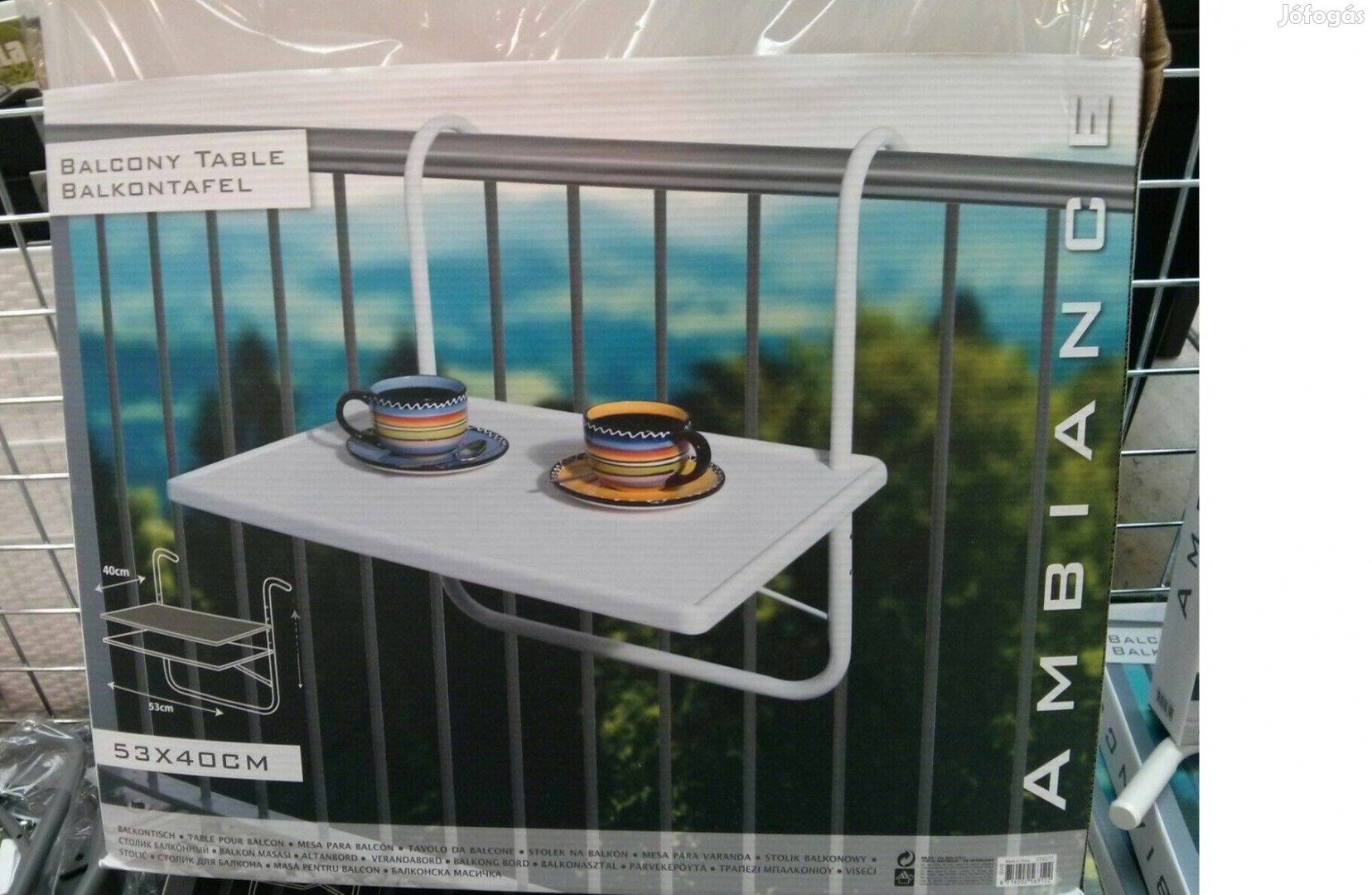 Függő Asztal Erkély Asztal Új kb 60X40 CM Lehajtható Sok