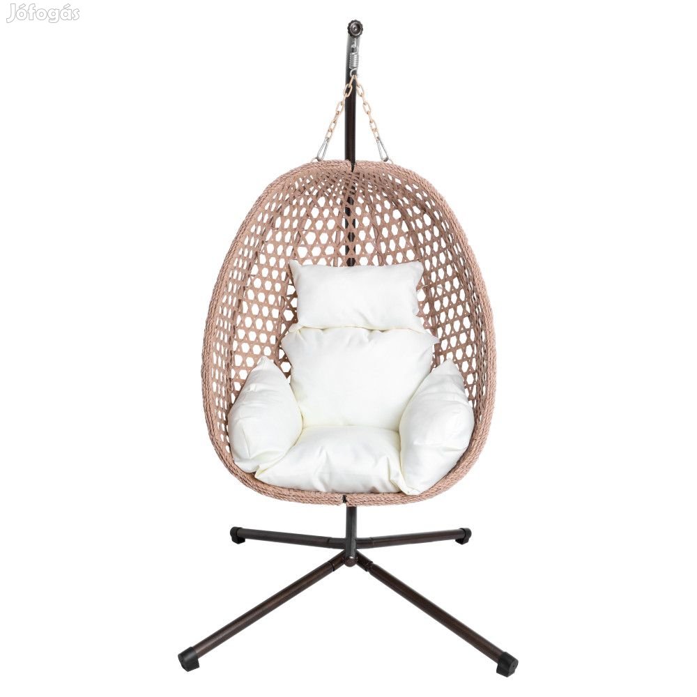 Függőfotel, összecsukható, rézszínűbézskrém, SANAN