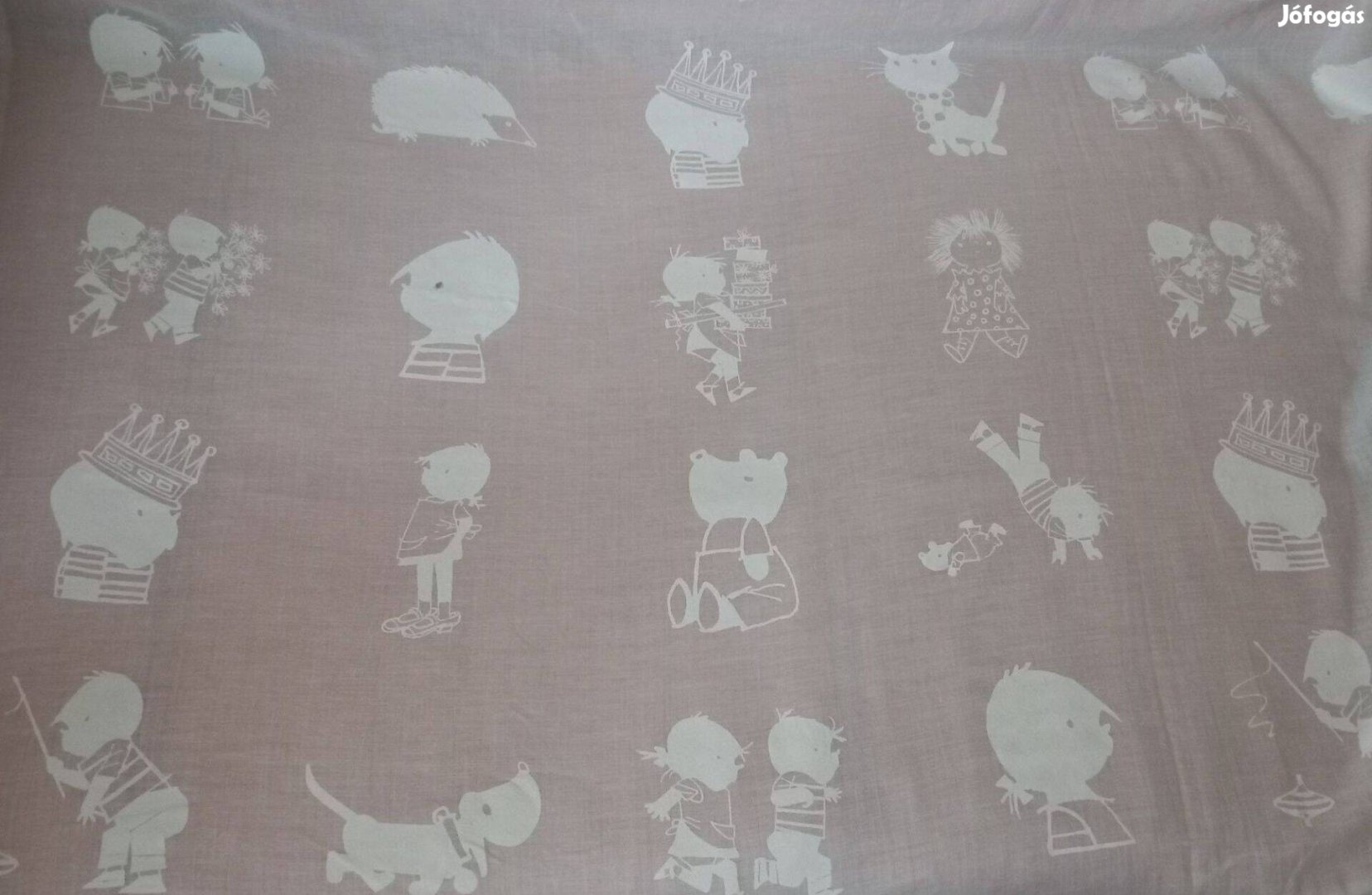 Függöny anyag 144 x 425 cm, gyerekszobai, vajszínű fehér