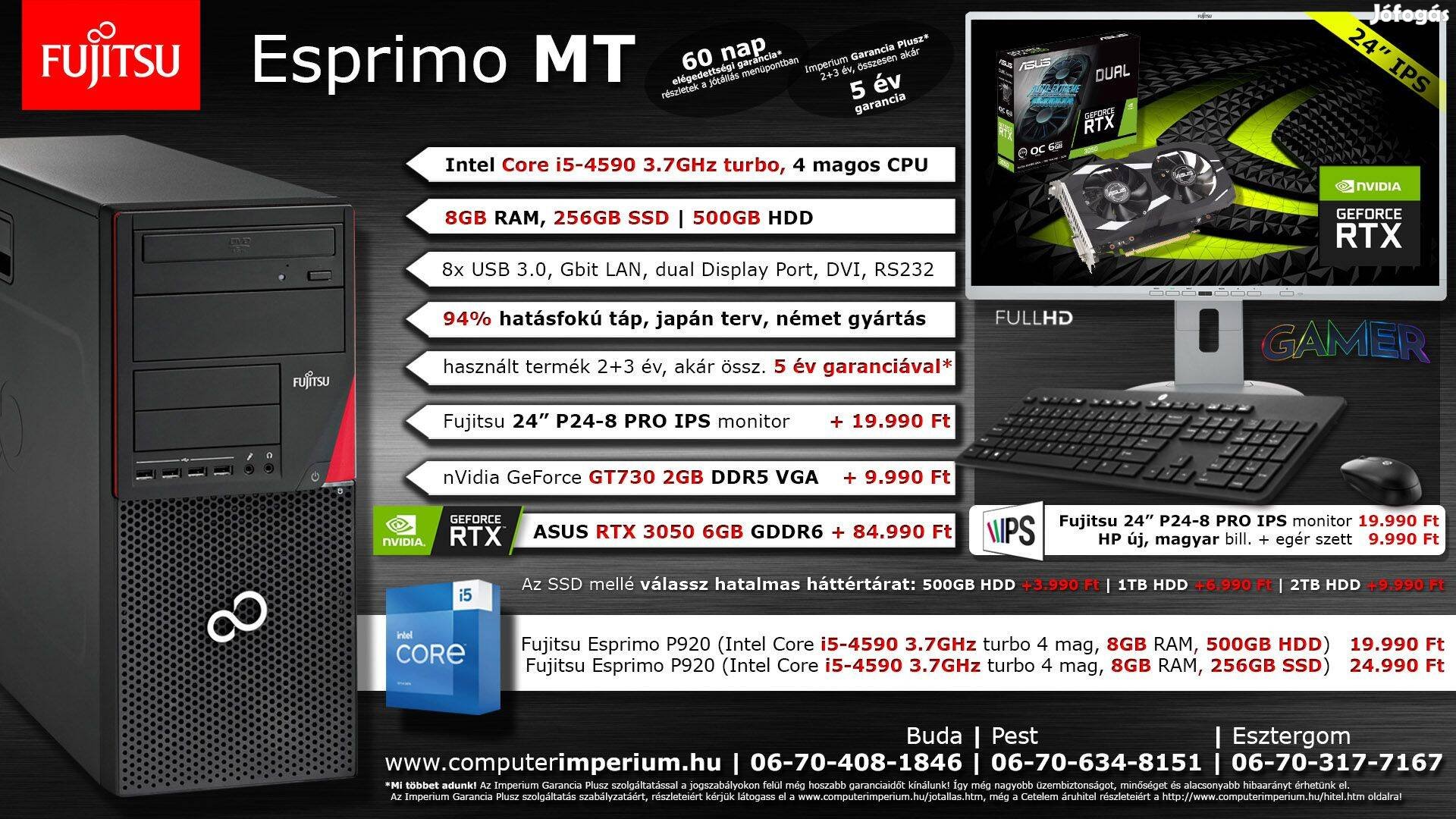 Fujitsu Esprimo számítógép, i5-4590,8gb ddr3 ram