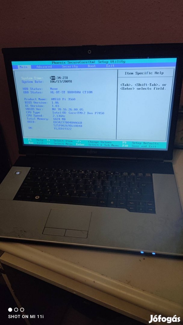 Fujitsu amilo pi3560 laptop hiányos