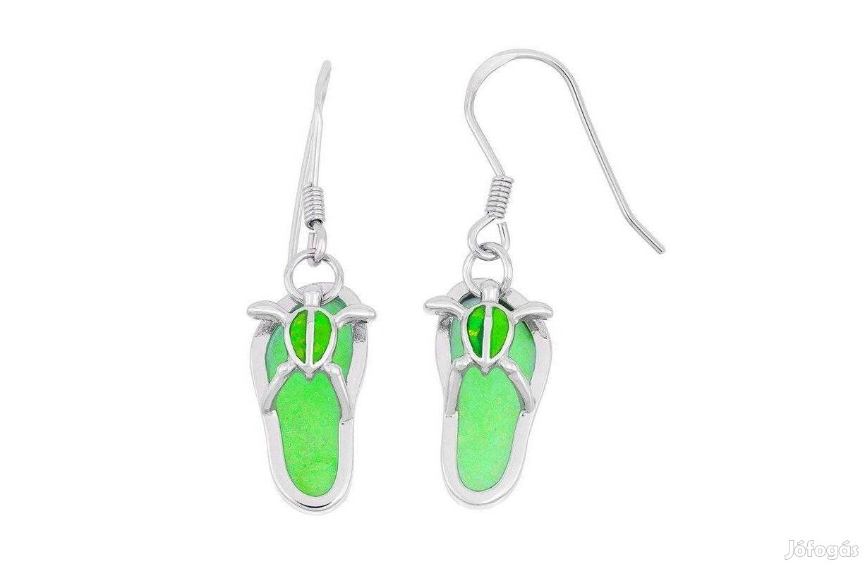 Fül10 - Papucs alakú zöld Beakasztós fülbevaló