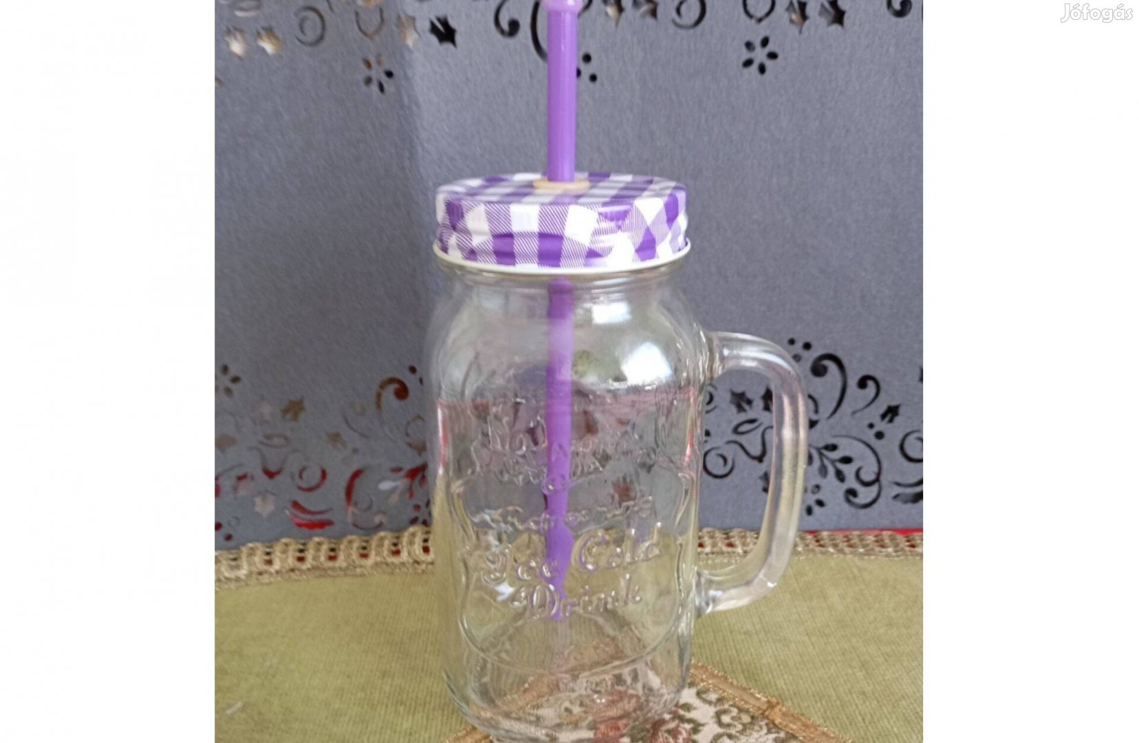 Füles csavaros parti pohár üveg