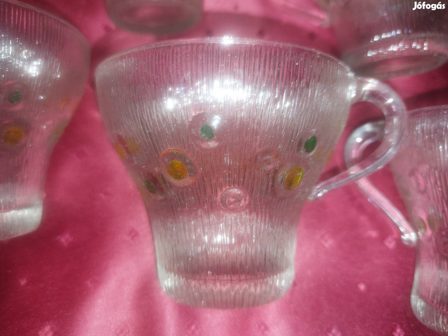 Füles üvegpoharak apró mintával 5 db