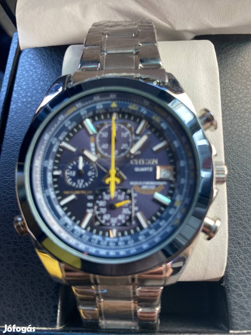 Full Acél Citizen Quartz Chronograph Óra új állapotú 