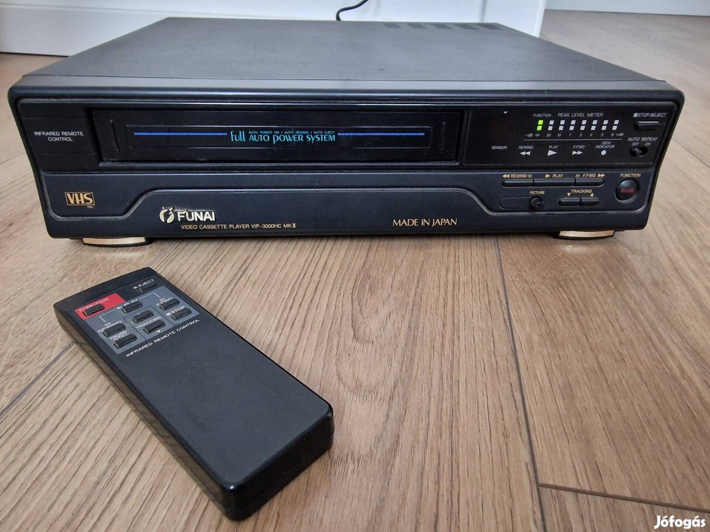 Funai VHS videómagnó lejátszó távval VIP-3000HC Mkiii Made in Japan 