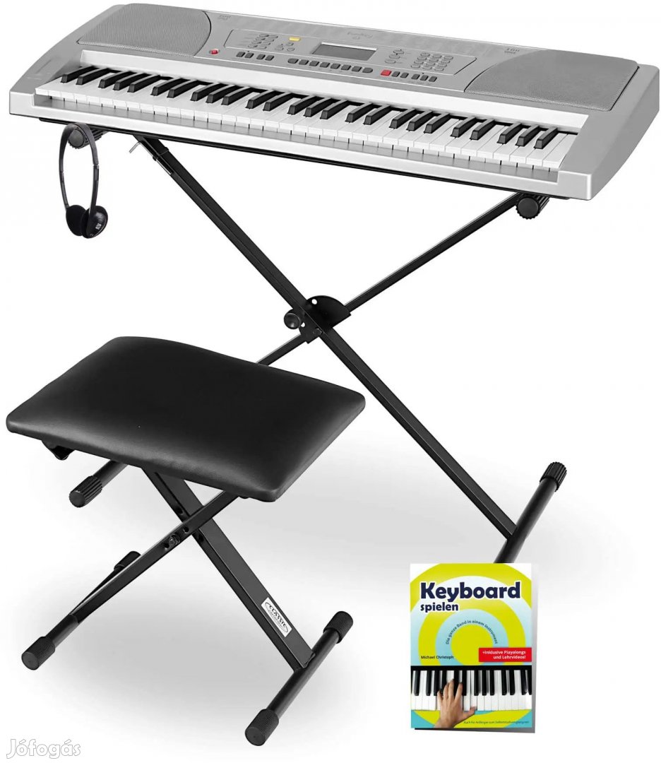 Funkey Super Kit, 61 Billentyű, Ezüst, Állvány, Pad, Fejhallgató és