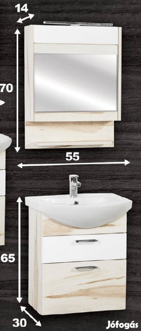 Fürdőszoba bútor, G START 55, kieg. Kréta színben. Országos szállítá