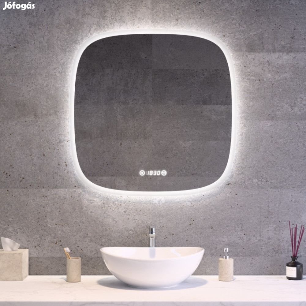 Fürdőszobai design LED tükör 70x70cm Welland Sidan | Páramentesítő -