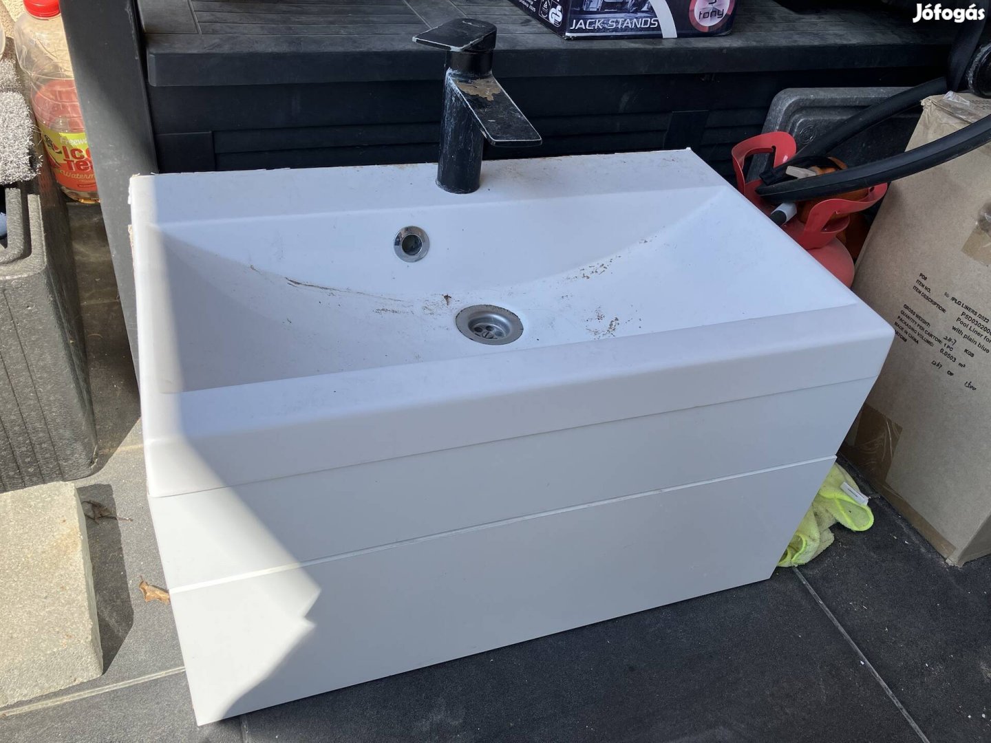 Fürdőszobai mosdó csapteleppel mosdó szekrény lakk fehér