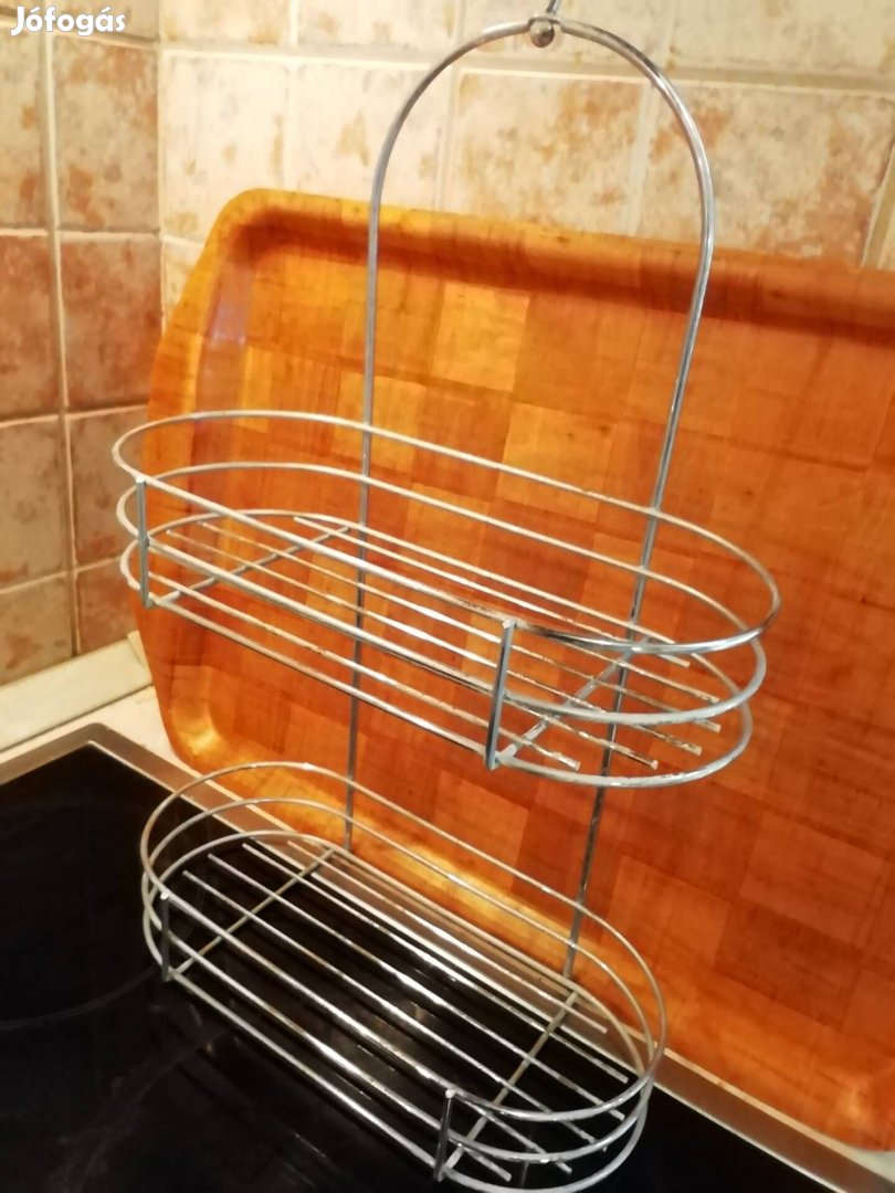 Fürdőszobai zuhanykabinra akasztható inox rozsdamentes polc