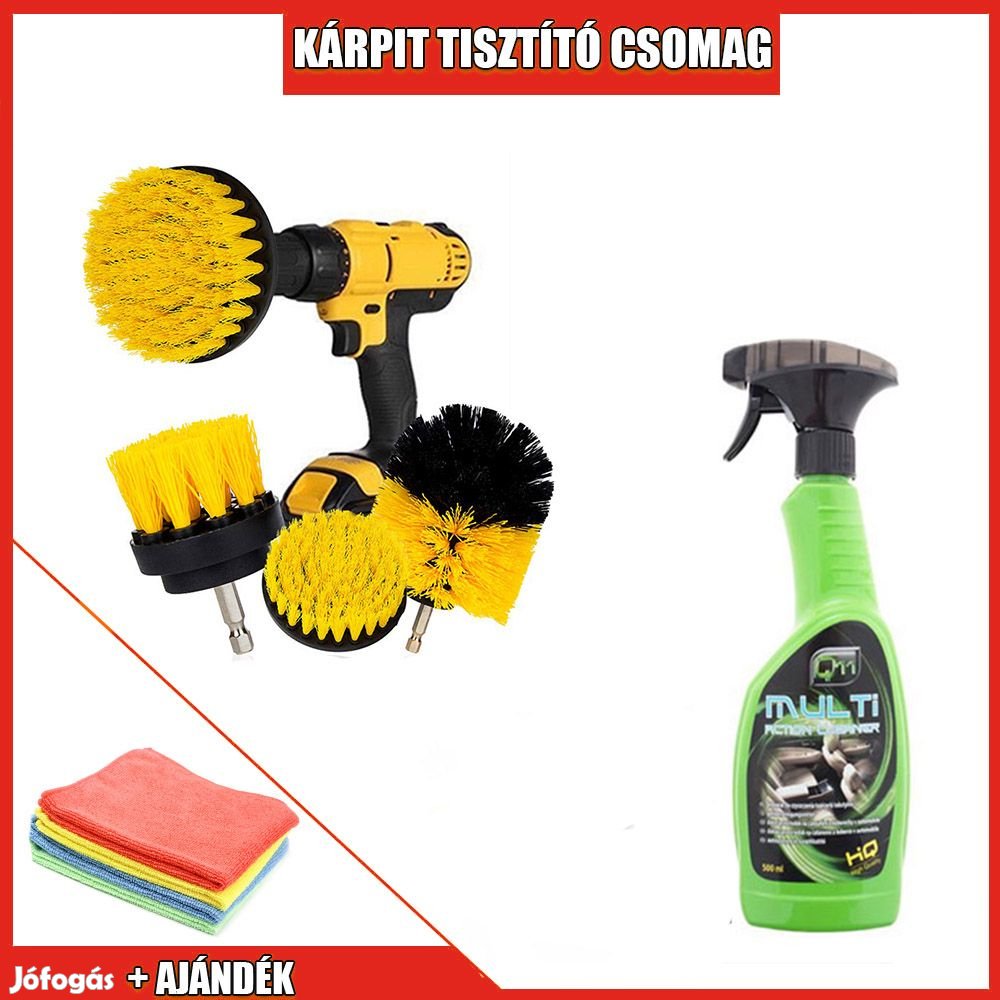 Fúróba fogható kárpittisztító kefe szett és kárpittisztító spray