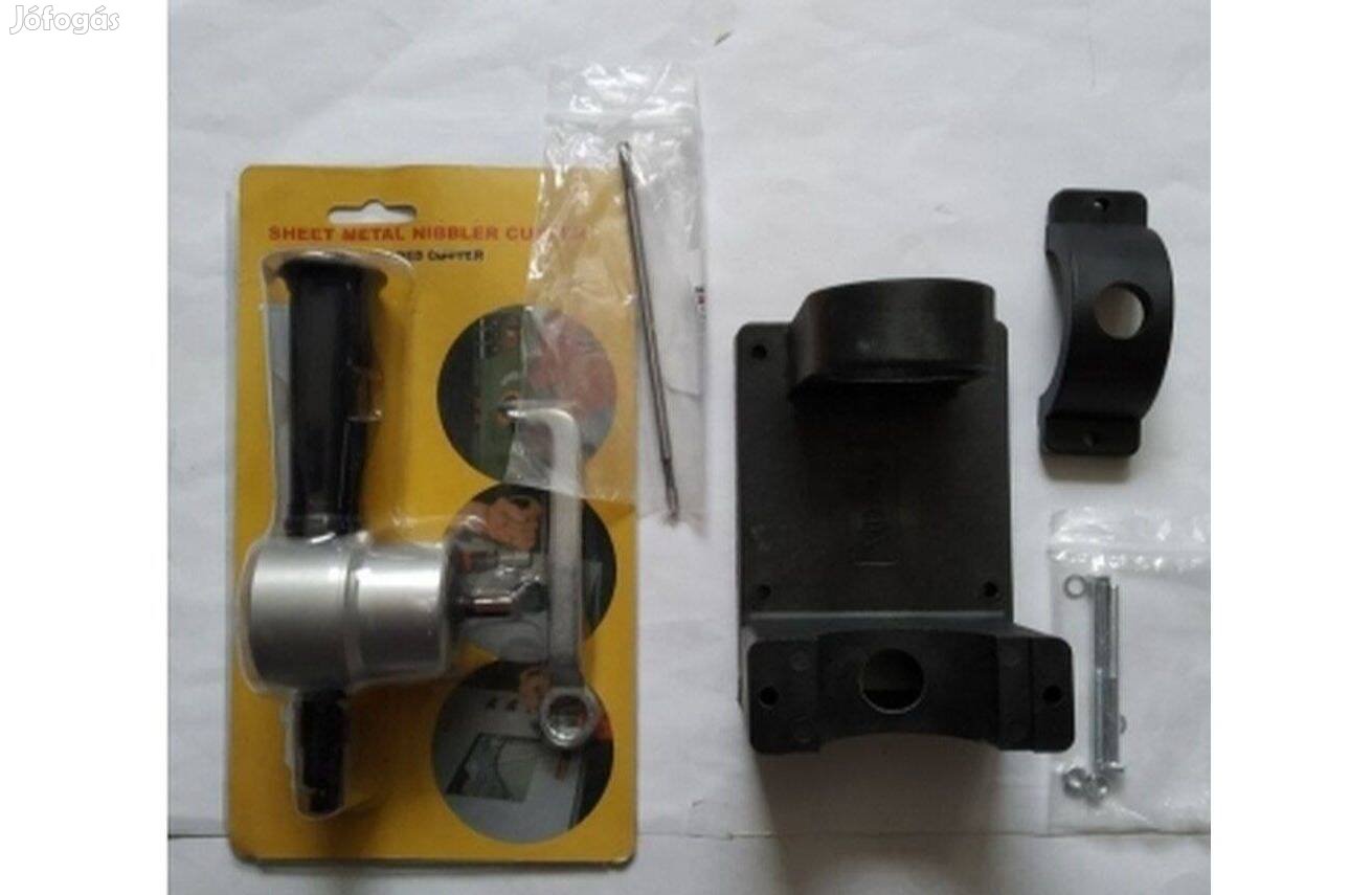 Fúrógépbe fogható lemezvágó adapter tartóval és 13 cm-es körkivágáshoz