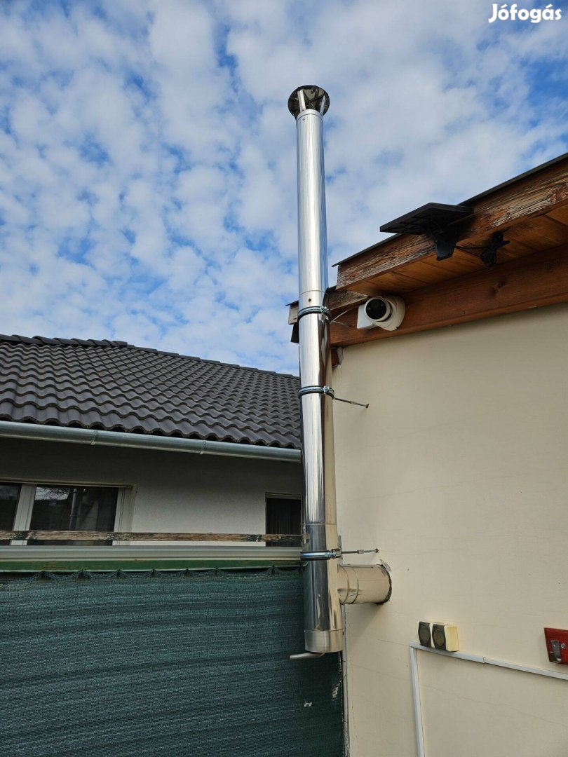 Füstcső, kéménycső rozsdamentes (kb.2,3 m) +toldalékcső 130mm átmérő