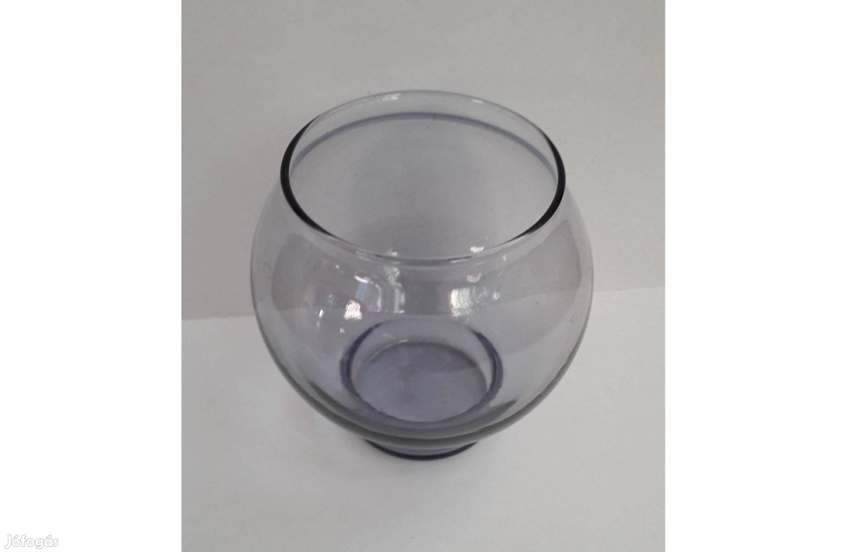 Füstszínű gömb üveg mécsestartó talppal 9*8 cm hibátlan